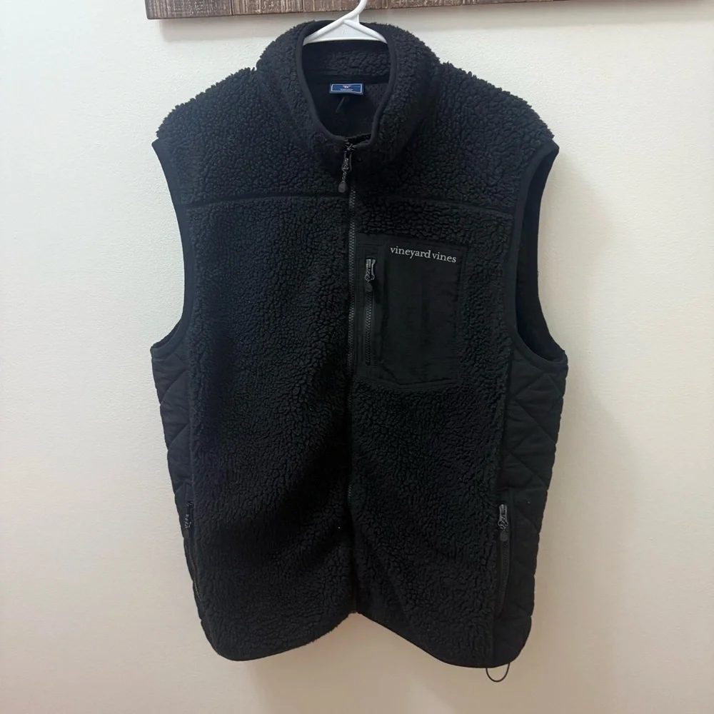Vineyard Vines Sherpa SuperShep Vest Black Mens Xl